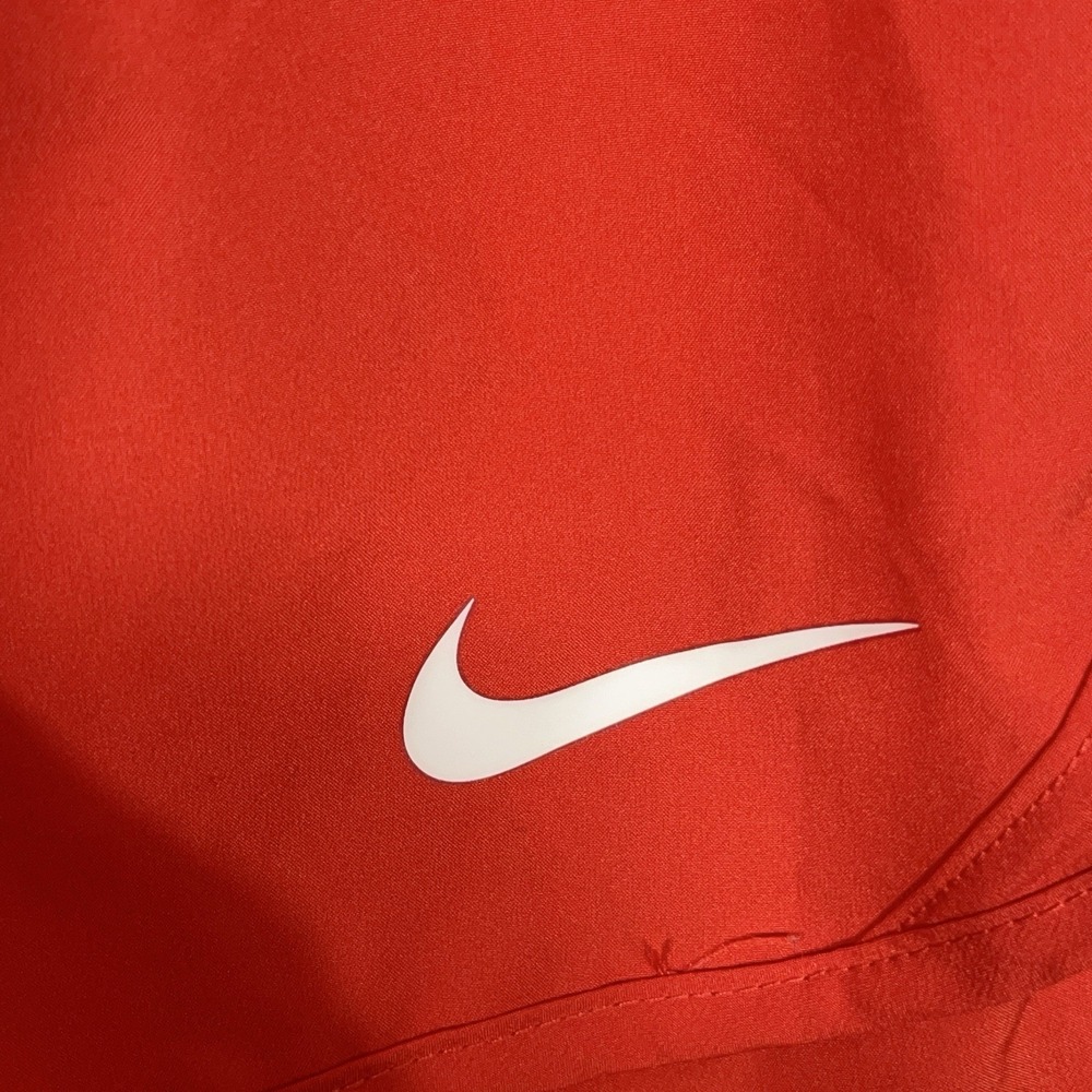 Nike Dri Fit Womens Lined Running Shorts M Red Drawstring 4" Lacrosse Zip Pocket - Picture 3 of 14